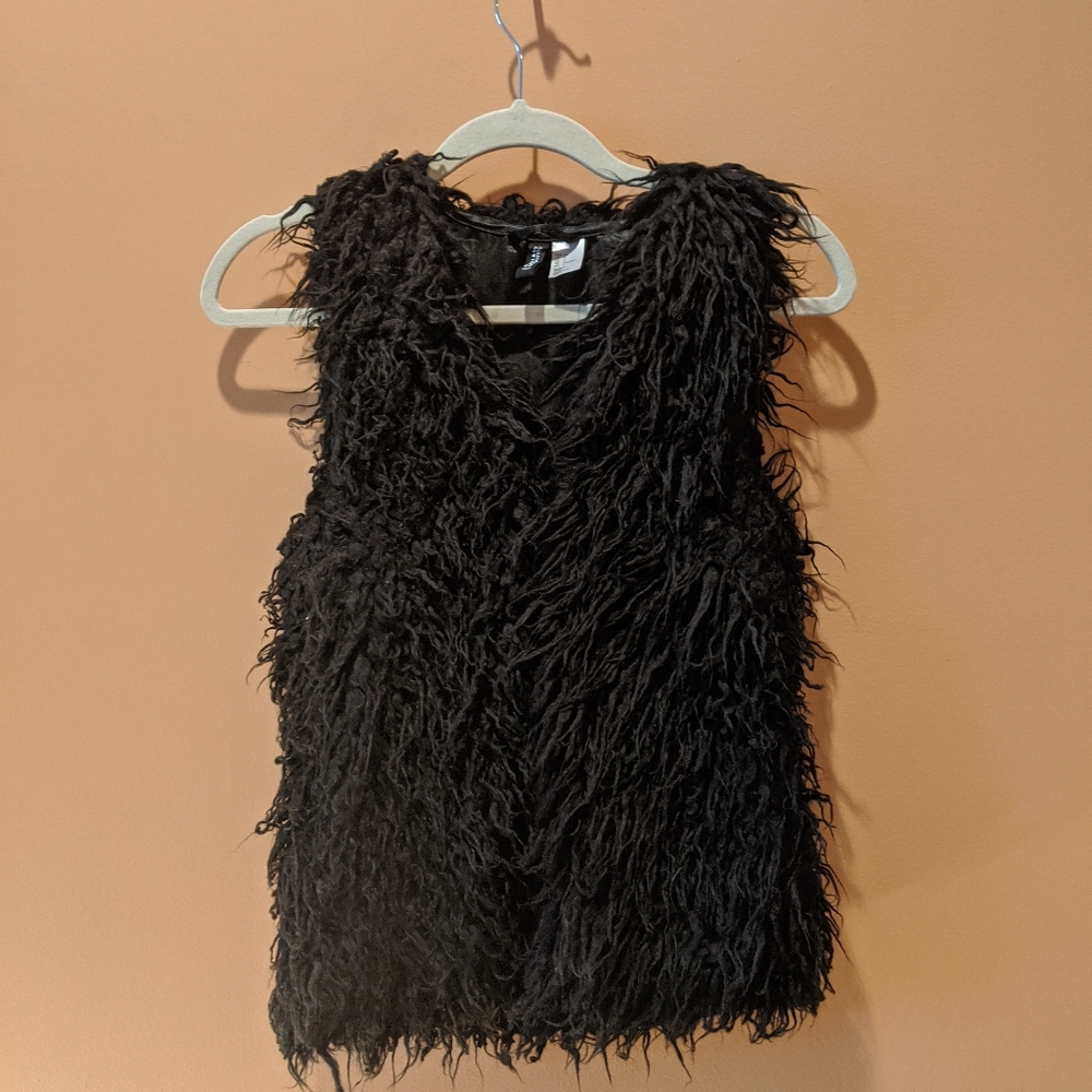 Black Faux Furry Vest